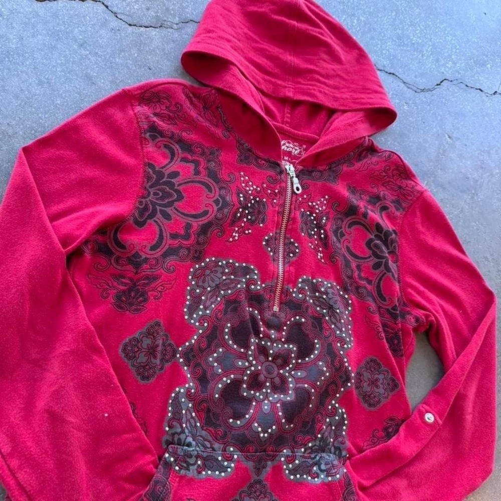 Vintage Women's red Y2K half zip